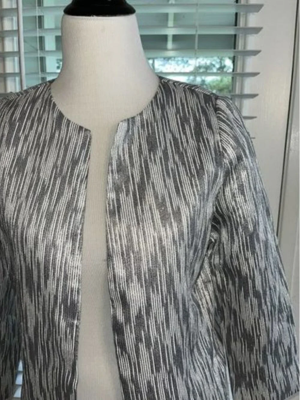 Chico's Silver and Black Striped Jacket
